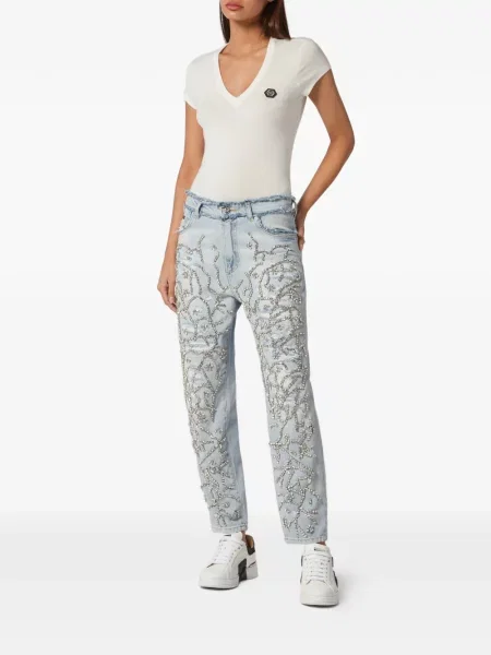 Blugi mom fit Philipp Plein albastru