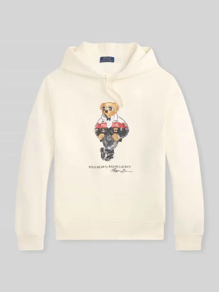 Bluza z kapturem o kroju regular fit z kultowym motywem misia z czystej bawełny Polo Ralph Lauren biała