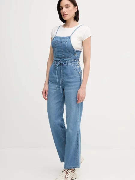 Pepe Jeans ogrodniczki jeansowe JANICE niebieski