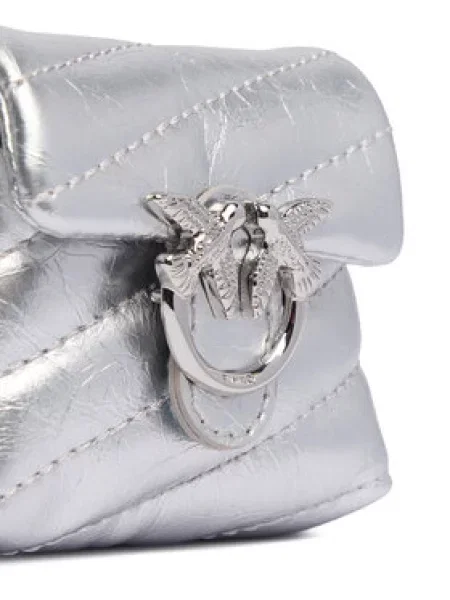 Pakabukas PINKO Airpods Love Puff Microfiber Shiny Calf AI PCPL sidabrinė