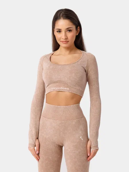 Dámske tréningové tričko s dlhým rukávom Carpatree Yasmine Seamless beige stone wash béžová