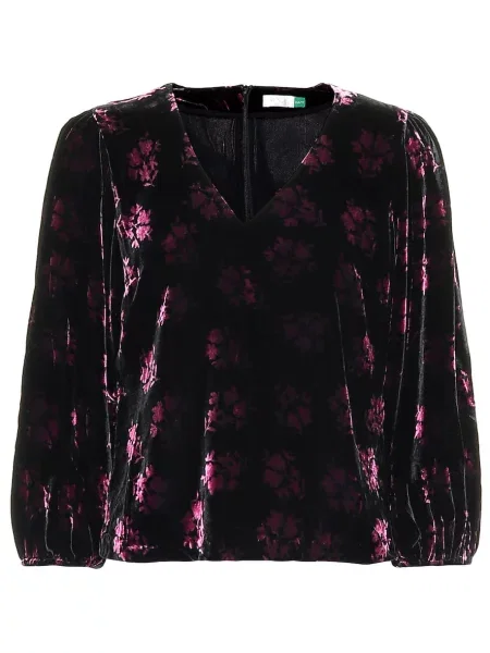 Top Rixo de catifea negru