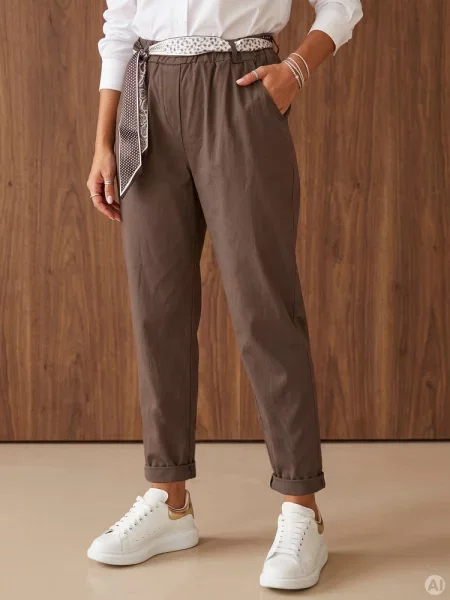 Spodnie chinos casual z apaszką w komplecie fango Dstreet