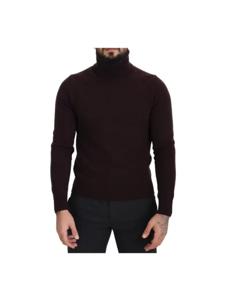 Sweter z golfem Dolce And Gabbana z wysokim kołnierzem wełniany brązowy