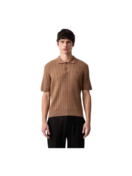 Dzianinowy sweter Lacoste brązowy