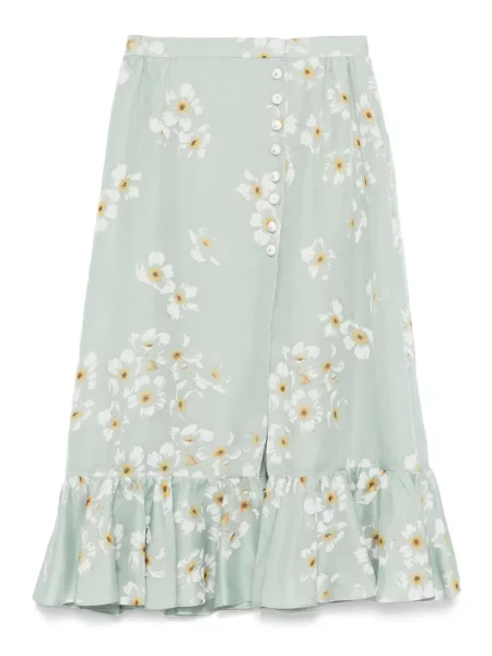 Fustă Valentino Garavani cu model floral cu imagine din organza verde