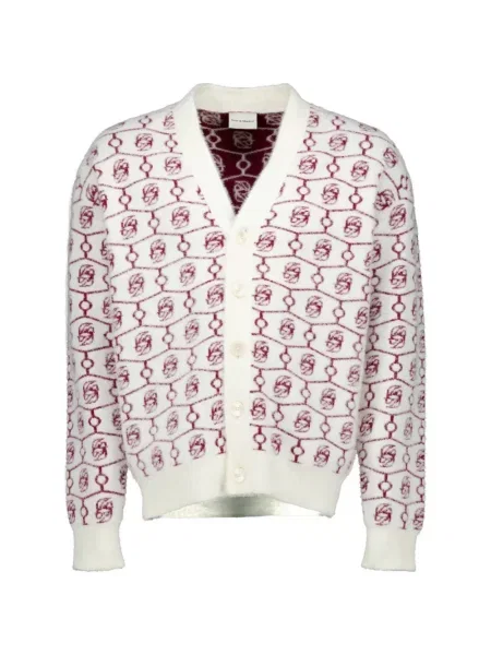 Cardigan Drole De Monsieur din jacard alb