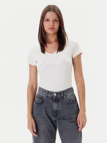 Guess Tricou Écru albastru