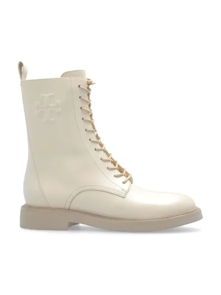 Botki Tory Burch skórzane beżowe