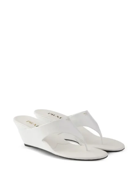 Sandale Prada din piele cu pană alb