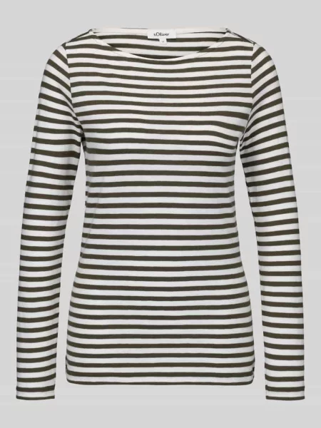Bluzka z długim rękawem o kroju slim fit z czystej bawełny S.oliver Red Label