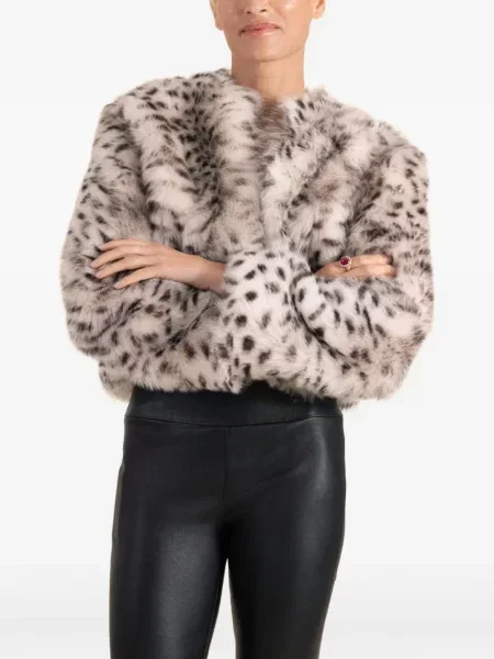 Geacă Susan Bender cu imagine cu model leopard din piele de oaie