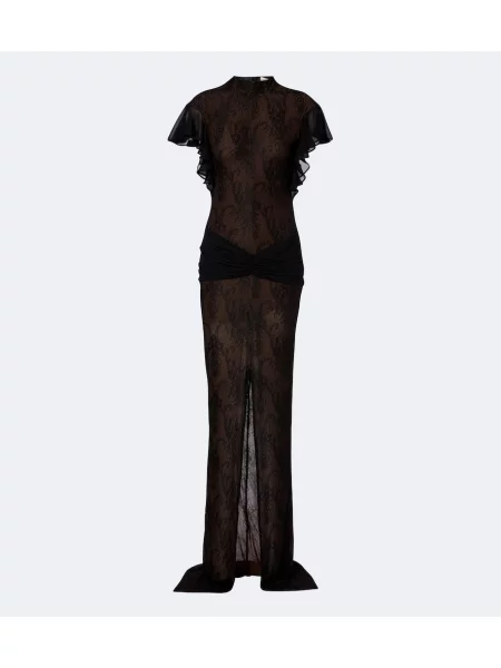 Rochie maxi De La Vali cu volane din dantelă negru