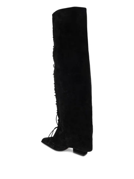 Ботуши Paris Texas с връзки с дантела черно