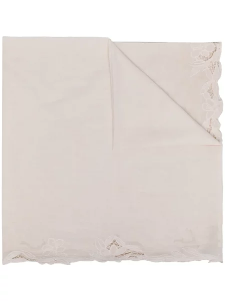 Šal Faliero Sarti s cvjetnim printom s čipkom bijela