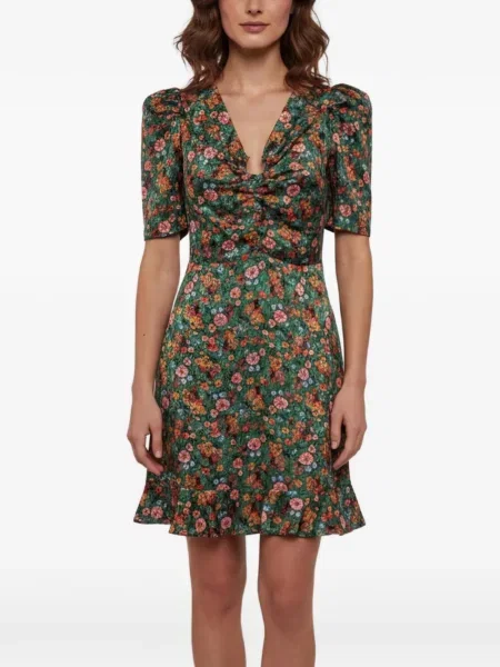 Rochie mini Sandro cu model floral cu imagine verde