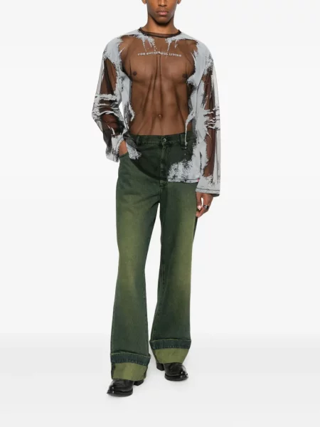 Мрежеста тениска Diesel с принт с абстрактен десен сиво