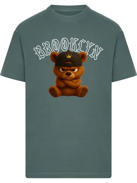 Mister Tee Tricou Brooklyn Born Legend maro / verde smarald / negru alb