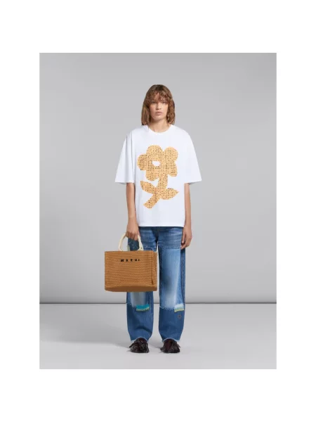 Torba plażowa Marni pleciona brązowa