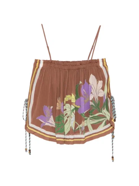 Top Alemais cu model floral cu imagine maro