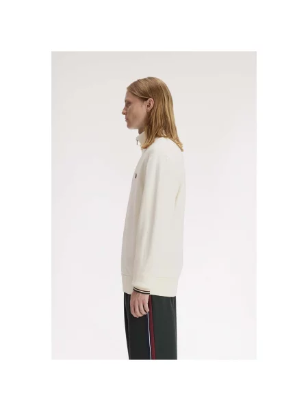 Hanorac cu fermoar Fred Perry alb
