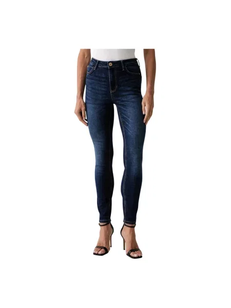 Skinny jeansy skinny Guess niebieskie
