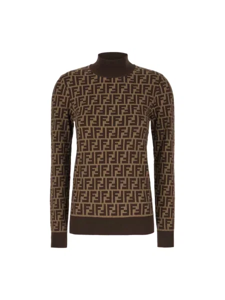 Lniany golf golf Fendi brązowy