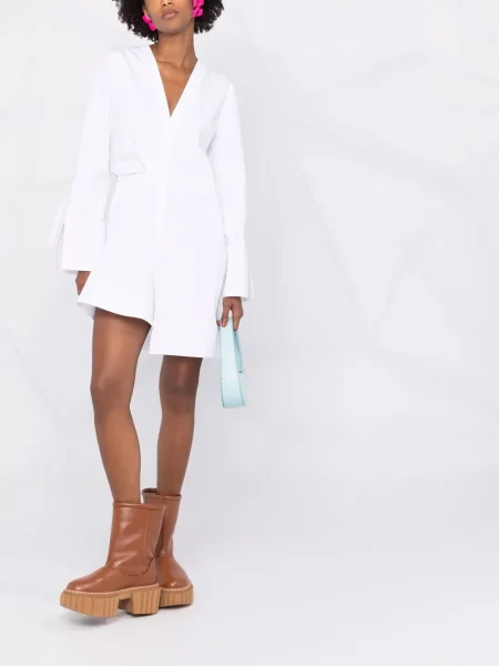 Dlouhé oblekové košilové šaty Off-white bílé