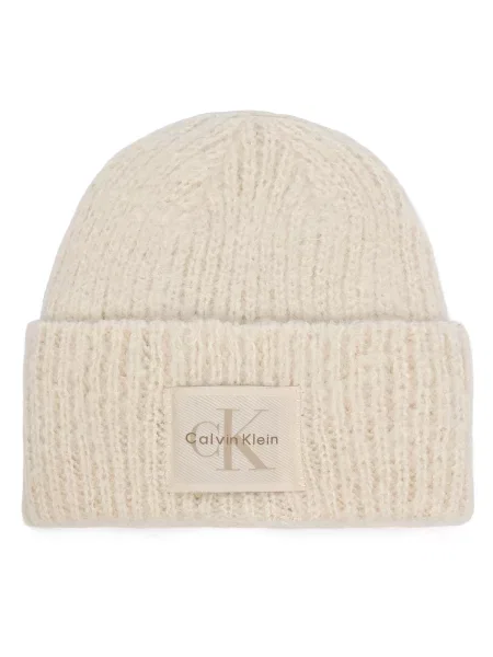 Calvin Klein čiapka beanie dámska s prímesou vlny biela