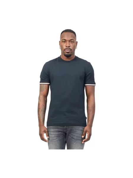 BOSS t-shirt granatowy gładki niebieska