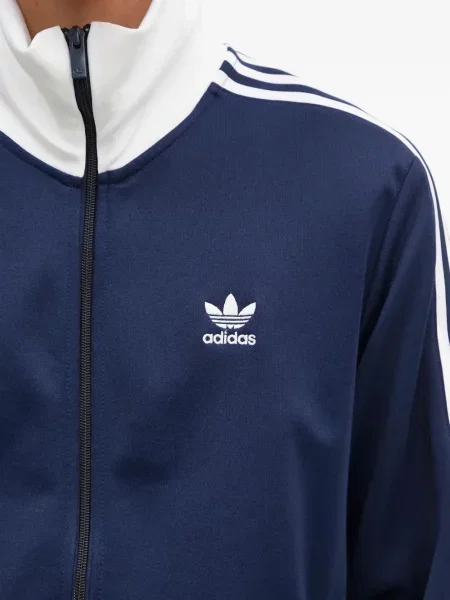 Tricou Adidas cu dungi cu broderie albastru