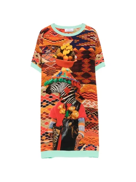 Rochie mini The Artistylist de mătase cu imagine portocaliu