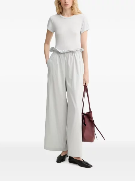 Pantaloni Isabelle Blanche cu volane cu cordon gri