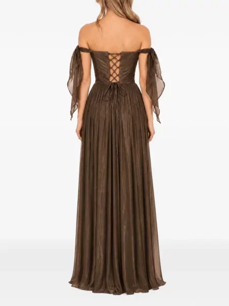 Rochie maxi Roserry cu volane maro