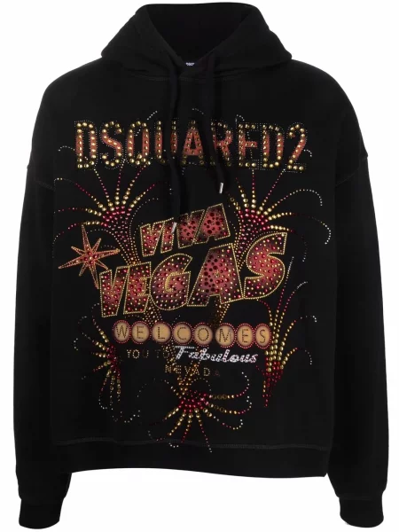 Hanorac cu glugă Dsquared2 cu imagine negru