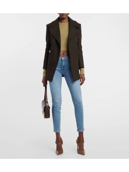Skinny fit džínsy 7 For All Mankind s vysokým pásom modrá