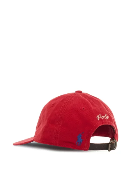 Krótka czapka z daszkiem Polo Ralph Lauren z twillu z nadrukiem brązowa