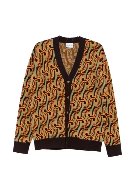 Cardigan Drole De Monsieur tricotate cu imprimeu abstract maro