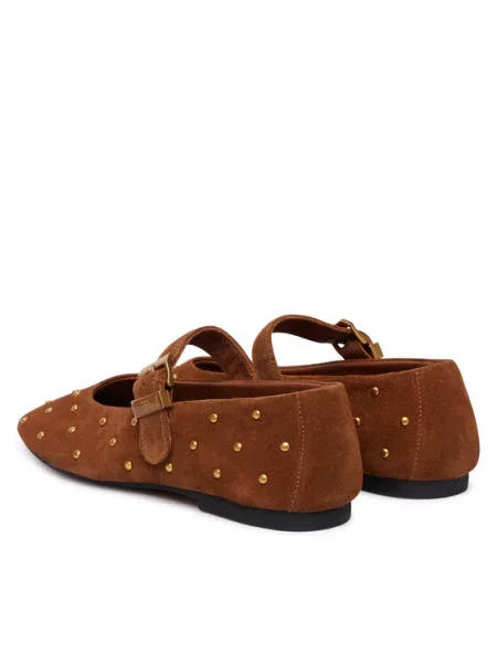 Tommy Hilfiger Балеринки Th Buckle Suede Stud Ballerina кафяв