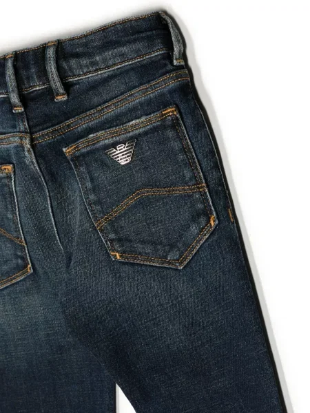 Jeansy straight leg dziecięce Emporio Armani niebieskie