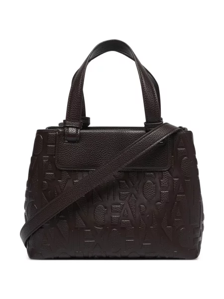 Geantă shopper Armani Exchange din piele maro