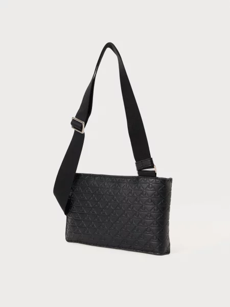 Calvin Klein Ľadvinka Emblem Aop Emboss Square Sling čierna