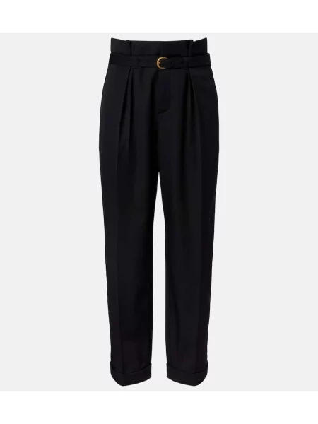 Pantaloni Chloé de lână plisate negru