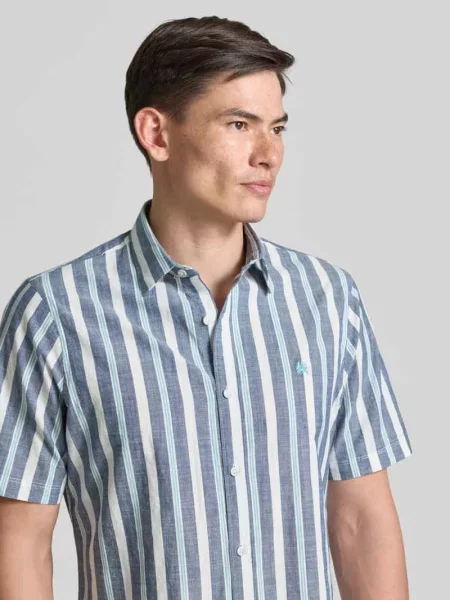 Koszula casualowa o kroju slim fit z wyhaftowanym logo Lerros granatowa