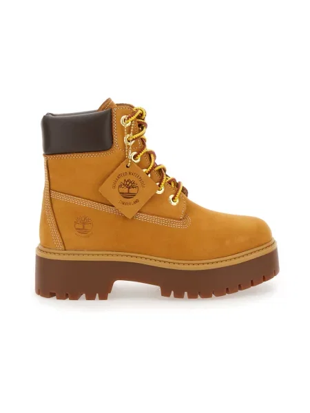 Botki Timberland zamszowe na platformie w miejskim stylu beżowe