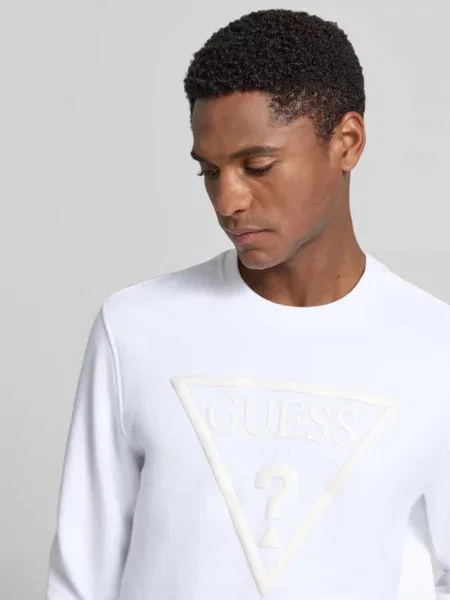 Bluza dresowa w kroju regular fit z detalem logo model Audley' Guess biała