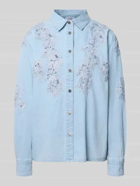 Bluzka jeansowa o kroju regular fit z haftami Liu Jo White