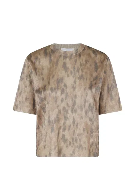Tricou Ganni cu imagine cu model leopard maro
