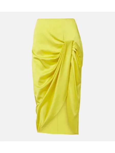 Fustă tip creion Stella Mccartney din satin drapată galben