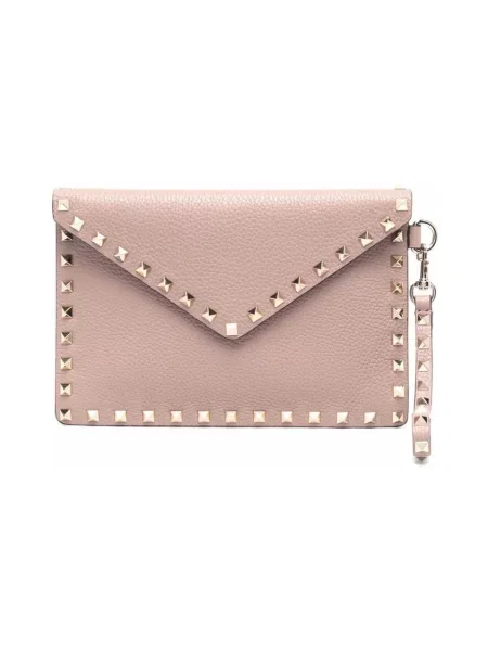 Torebka Valentino Garavani skórzana z ćwiekami różowa